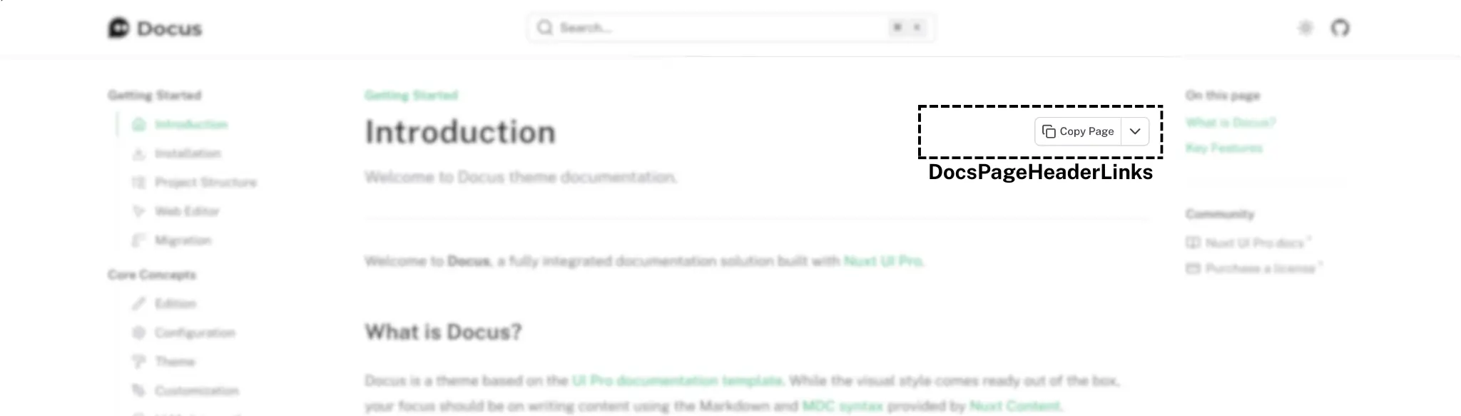 App Page Header Links